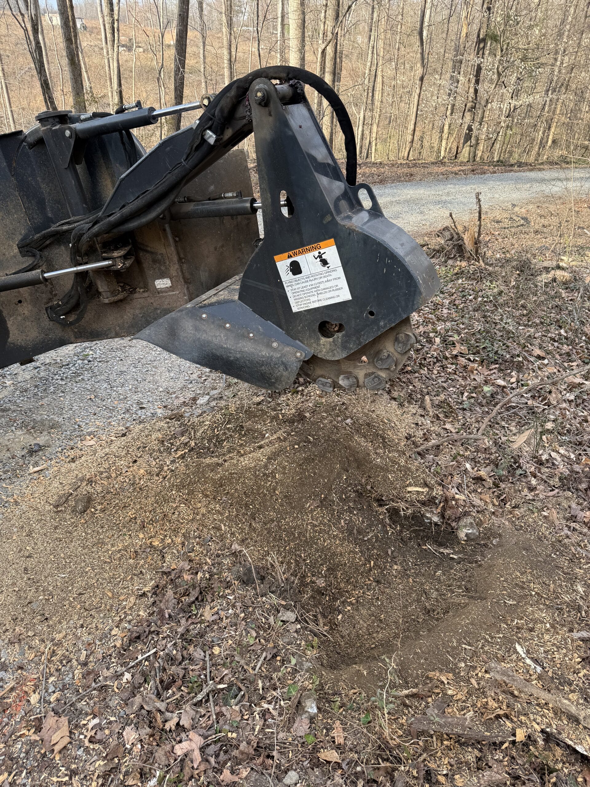 Our large stump grinder on the job
